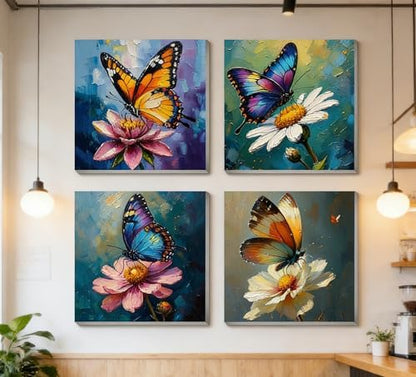 Canrichshop 4 Pack Butterfly Paint by Numbers for Beginner with Frame,Colorful Butterfly Adult Paint-by-Number Kits on Canvas, DIY Number Painting for Adults for Decor 8X 8 inch - Image 4