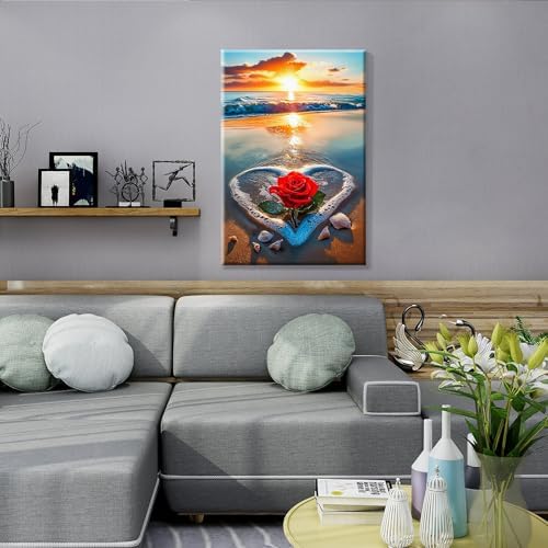 JOOZ Paint by Numbers Kit for Adults with Frame, Beach Sunset Paint by Number with Easel, DIY Beach Rose Oil Painting by Number, Easy Adult Paint by Number Kits on Canvas for Wall Decor 8 x 12 Inch - Image 5