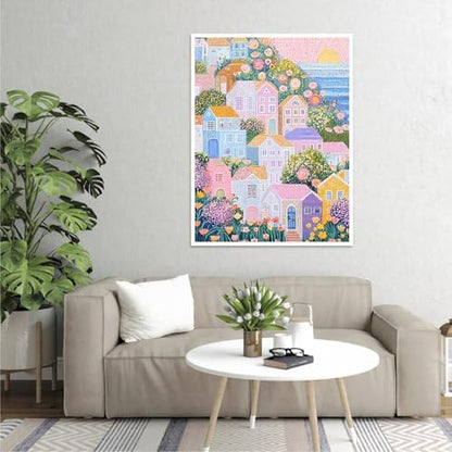 Clendo DIY Paint by Numbers Kit for Adults Beginner, Seaside House Adult Paint by Number Kits on Canvas, Oil Painting Kit for Gifts Home Wall Decor 16x20 Inch（No Frame） - Image 4