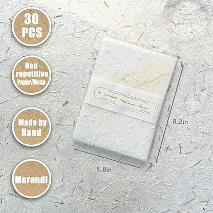 30 Pcs Handmade A5 Textured Scrapbook Paper&Mesh, Wedding Journal Supplies - Image 4
