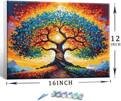 Lovepefe Tree of Life Paint by Numbers Kit for Adults with Framed Beginner Stained Glass Painting Kit Color by Numbers for Adults Canvas DIY Acrylic 12X16 Inches - Image 4