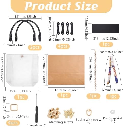 CONCHLERY Tote Bag Handbag Making Kit with Handbag Bottom, Handle, Ribbon Easy Handmade DIY Bags for Women Gift Travel Summer Beach Party, Wood - Image 2