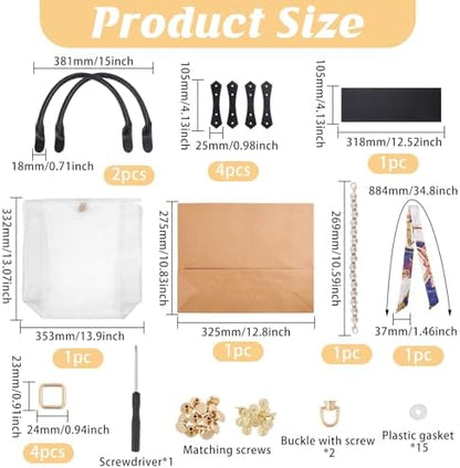 CONCHLERY Tote Bag Handbag Making Kit with Handbag Bottom, Handle, Ribbon Easy Handmade DIY Bags for Women Gift Travel Summer Beach Party, Wood - Image 2