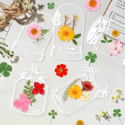 Large Size Transparent Dried Flower Bookmarks, 40 PCS Handmade DIY Flower Page Clips,World in Bottle-Making Stunning Herbarium(Glass Bottle and Mason Jars) by oecoel