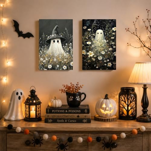 SUJINMEI 2 Pack Halloween Paint by Numbers Kit for Adults (Ghost, 8x12inch) - Image 5