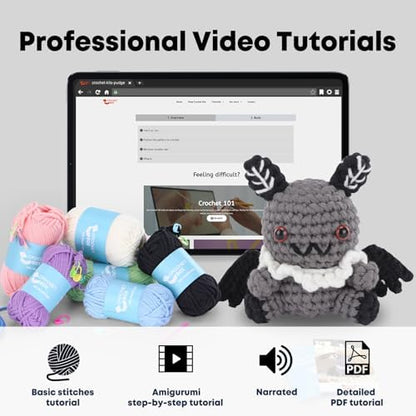 CrochetBox Mothman Crochet Kit for Beginners, Easy Craft for Adults - Image 4