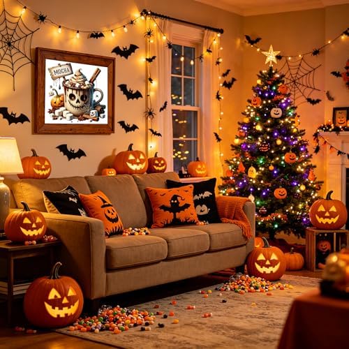 KYOQFVN Halloween Counted Cross Stitch Kits for Adults, 11CT Stamped Cross Stitch Kits for Beginners, Needlepoint Cross-Stitch Horror Patterns Embroidery Kits Arts and Crafts for Home Decor 14×14 Inch - Image 6