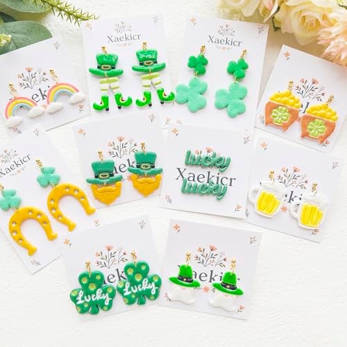 St. Patrick's Day Polymer Clay Cutters Set - 12pcs Lucky Shamrock Leprechaun Shapes for DIY Earring Jewelry Making, Soft Clay Crafts & Holiday Supplies - Image 6