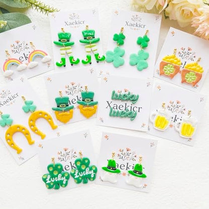 St. Patrick's Day Polymer Clay Cutters Set - 12pcs Lucky Shamrock Leprechaun Shapes for DIY Earring Jewelry Making, Soft Clay Crafts & Holiday Supplies - Image 6