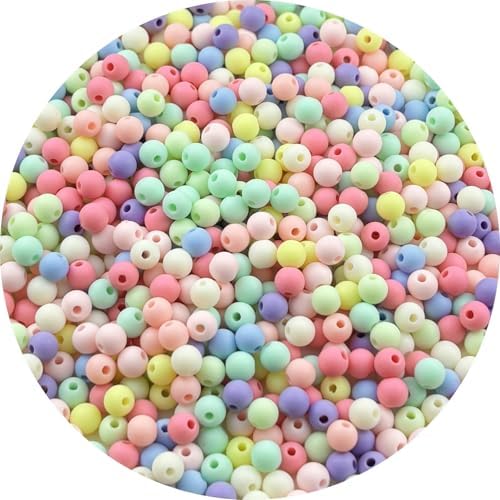 700pcs Acrylic Round Beads for Crafts 6mm Resin Candy Color Spacer Beads with Hole for Jewelry Making Sewing Crafts Decoration Necklaces Bracelets Earrings Supplies(Frosted Mix Colors) by Unknown