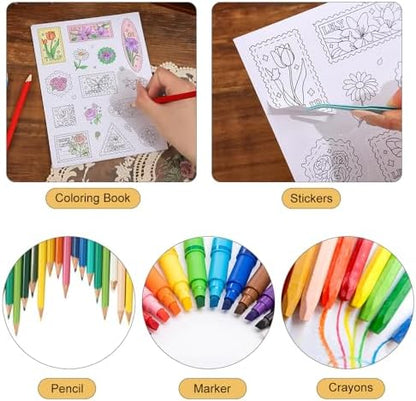 9 Sheets 100+ Pcs Coloring Book for Women, Coloring Stickers for Adult, Color Letter Flowers Butterfly Inspirational Quote Sticker Scrapbook Stickers for Women,Fun Coloring Activities - Image 5