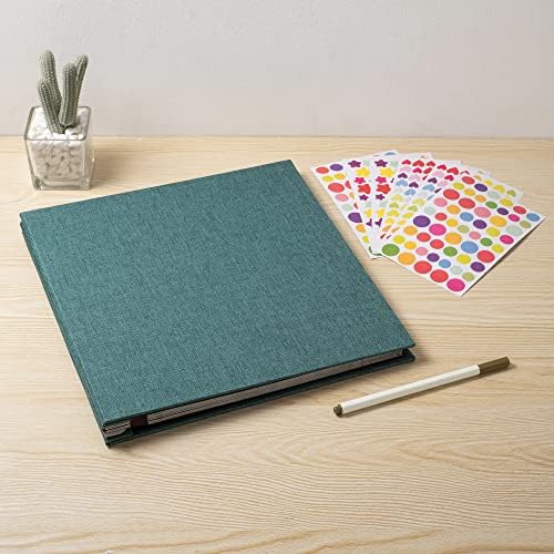 Photo Album Self Adhesive Scrapbook 3x5 4x6 5x7 6x8 Magnetic Album DIY Scrap Book 11x10.6 Inch 40 Black Sticky Pages Linen Cover DIY Photo Album(Dark Green) - Image 6
