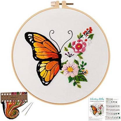 Louise Maelys Floral Butterfly Embroidery Kit for Beginners Nature Craft by LouiseMaelys