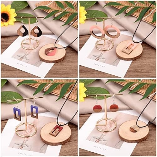 FASHEWELRY 12Pcs Resin & Wood Pendants Two Tone Flat Round/Ring/Rectangle/Horse Eye/Teardrop Dangle Charms for DIY Jewelry Making - Image 4