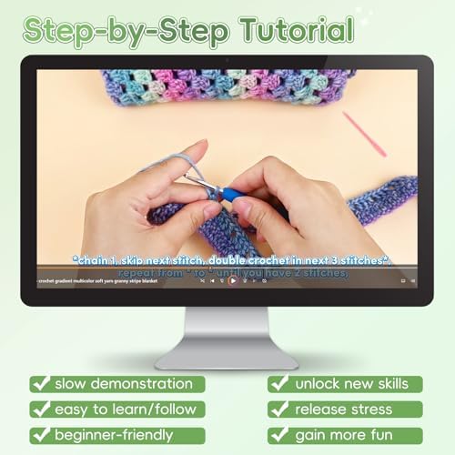 Aeelike Crochet Blanket Kit for Beginners, Easy Crochet Kit, Green Gradient - Image 4