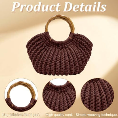 ACRNIGHEET Crochet Bag Kit for Adults Coffee Colored Handbag Crochet Kit for Beginners Knitting Purse Starters Set DIY Craft Making Kit with Step-by-Step Instructions and Video Guidance - Image 3