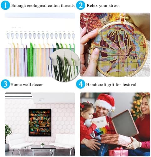 MjhRcll Crucifixion Stamped Cross Stitch Kits, Cross Stitch Ornament Kits for Adults Beginners, Counted Embroidery Needlepoint Kits Home Decor 12x16 Inch - Image 6
