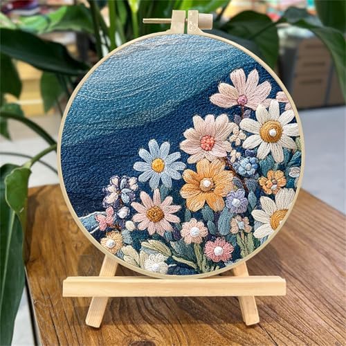 SCECALA 4 Sets Ocean Floral Embroidery Kit - Image 3