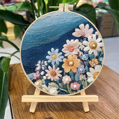 SCECALA 4 Sets Ocean Floral Embroidery Kit - Image 3