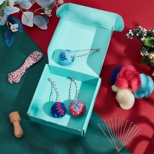 INFUNLY 3 Set Baubles Needle Felting Kit for Beginners Round Balls Wool Needle Felt Kit with Instruction Christmas DIY Wool Felting Kits with Felted Mat Needles Supplies for Xmas Ornaments Gift - Image 5