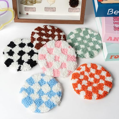 WATINC Punch Needle Coaster Kit - DIY Craft for Beginners, Checkerboard - Image 4