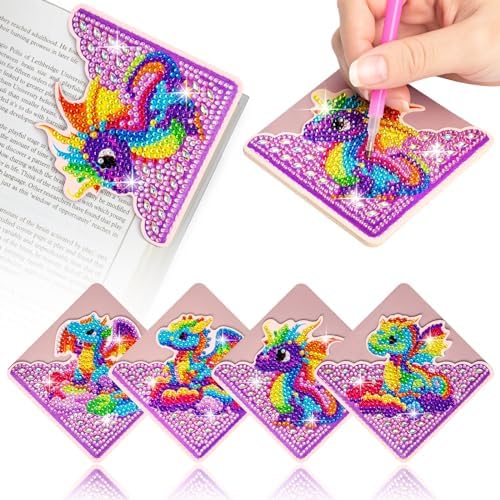 WIVICO 4Pcs Diamond Painting Bookmarks, Diamond Pearl Art Kits for Adults by WIVICO
