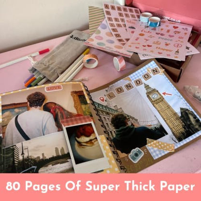 Scrapbook Kit - Large 80 Page Photo Album DIY Scrapbook - Holds 300+ Photos, With Metallic Pens, 200+ Stickers, Glue Pen, Washi Tapes, Backing Paper, Photo Corner Stickers (Starter Kit - 12 x 12 Inch) - Image 7