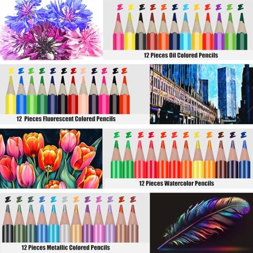78pcs Drawing Kit Sketching Set Art Supplies with 3-Color Sketchbook Colorful Portable Case Colored Graphite Charcoal Watercolor Mettallic Pencil sketch draw gift set for Artist Adult Beginner - Image 6