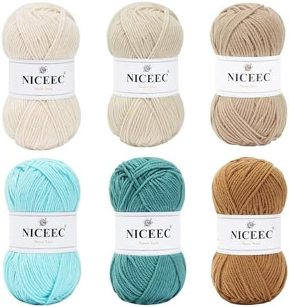 NICEEC 300g Soft Assorted Colors Yarn 100% Acrylic 870yds -Series 16 by NICEEC