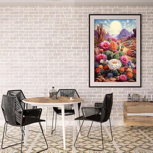 MIRCVSH Landscape Paint by Numbers Kit for Adults,Adult Paint by Number with Wooden Framed,Desert Cactus Flowers Paint by Number for Home Wall Decor 12x16 Inch - Image 4