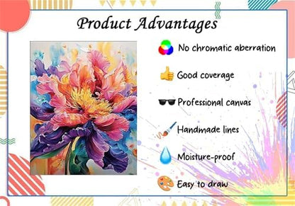 Flower Paint by Numbers Kit for Adults,Peony Adult Painting by Numbers for Beginner on Canvas,DIY Painting Kits for Home Wall Decor,Gifts (Flower4) - Image 5