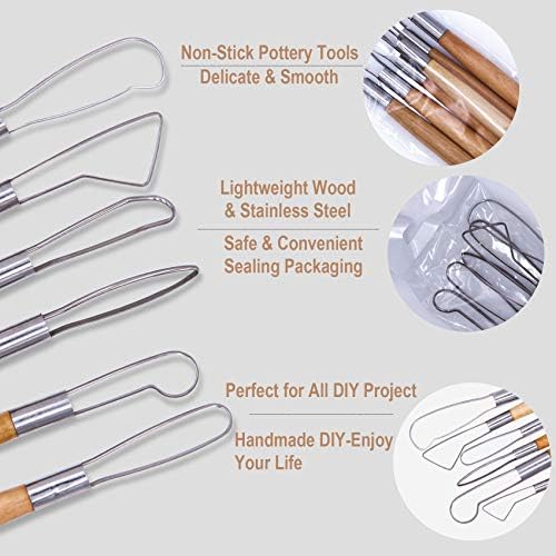 EuTengHao 61Pcs Ceramic Clay Tools Kit Pottery Tools Clay Sculpting Shapers Carving Tool Set Contains Most Essential Wooden Clay Tools for Potters Beginners - Image 2