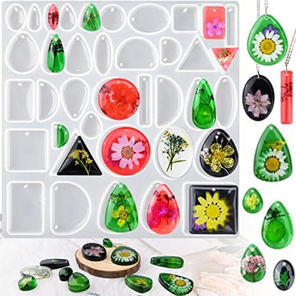 Resin Jewelry Molds for Casting - Silicone Molds for Epoxy Resin, Pendant Mold for DIY Gem Cabochon, Earring, Necklace Jewelry Making by Actvty
