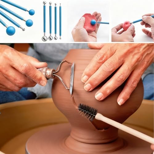 Air Dry Clay Kit 10 LBs + 42 Pcs Pottery Tools - Non-Toxic Organic Clay for Sculpting, Hand Modeling & Throwing, for Art Classes Ceramics Workshops (White) - Image 4