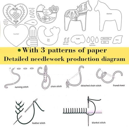 2024 Three Scandinavian Felt Ornaments Kit Hand Embroidery Christmas Ornaments Kit with DIY Material Package for Beginners Adults, 2025 Christmas 3D Novice Embroidery Needlepoint Starter Kit (B) - Image 7