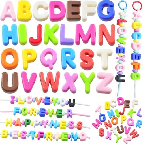 Large Letter Beads 26 Pcs 20mm 3D Paracord Beads Acrylic Colorful Bubble Big Alphabet Bead 6mm Large Hole Chunky Letter Bead for Keychains Purse Bag Charm Kit Backpack (26, Large Letter Beads A-Z) by KJMLDIY