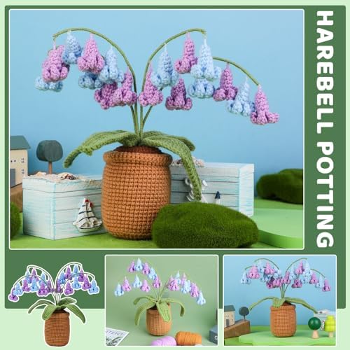 kgxulr Crochet Kit, Bluebell Crochet Kit for Beginners, Crochet Flowers Kit - Image 5