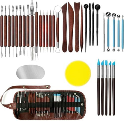 36PCS Clay Tools Kit, Pottery Tools and Ceramic Sculpting Tools Set with Brushes for Carving, Shaping, Molding, Craft & DIY Handmade Projects by Unknown