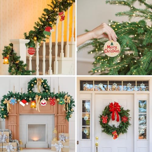 Christmas Craft Painting Kits, 48pcs Wooden Christmas Ornaments, Unfinished Paintable Blank Wood Slice with 8 Styles & Crafts Making Supplies, DIY Xmas Tree Decor Art Activity for Family Fun - Image 6
