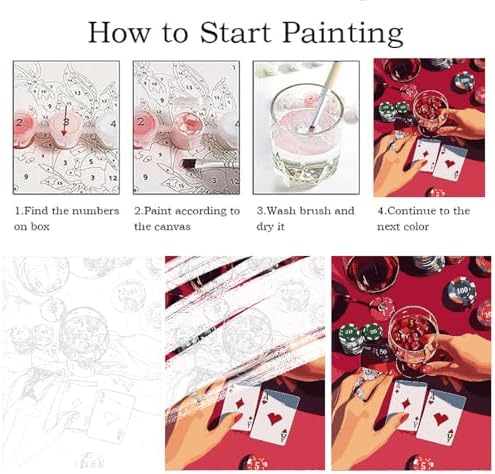 ZRIZQ Vintage Paint by Numbers Kit for Adults Beginner,Poker,16x20 - Image 5