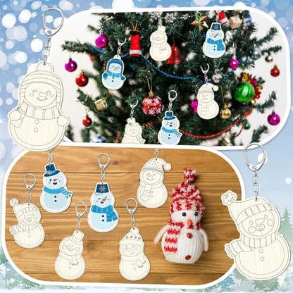 RattanView 24 Pcs Snowman Craft Keychains DIY Keychain, 12 Styles - Image 5