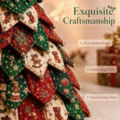 Quilted Christmas Tree Kit – Pre-Cut Fabric & Foam Cone DIY Tabletop Decoration with Tree Topper, No-Sew Holiday Craft Kit for Adults & Kids, Christmas Tree Decorations for Home, Party & Gifts (set4) - Image 3