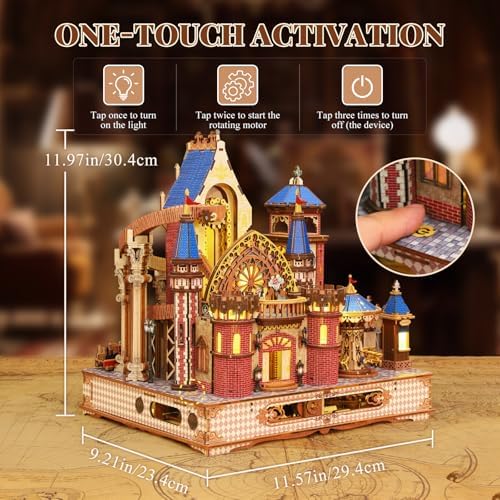 DIY 3D Wooden Puzzles for Adults,Alnwick Castle Miniature House Kit with LED Lights Arts and Crafts for Home Decor Creative Gift for Boys Girls - Image 4