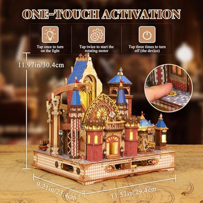 DIY 3D Wooden Puzzles for Adults,Alnwick Castle Miniature House Kit with LED Lights Arts and Crafts for Home Decor Creative Gift for Boys Girls - Image 4