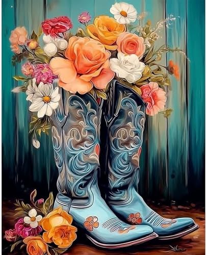 Arttoplus Cowboy Boots Paint by Numbers Kit for Adults Beginner 16x20 inch by Arttoplus