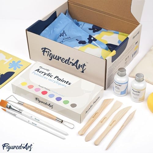 Figured'Art Pottery Kit for Adults with 4.4 lbs Premium Air Dry Clay, Ideal for Beginners, Includes Tools, Paints, Brushes, Sealers & Tutorials, No Kiln Needed - Image 2