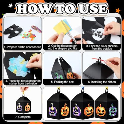 Maitys 16 Sets Halloween Paper Lantern Suncatcher Craft Kits for Adults - Image 4