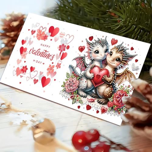 DIY Diamond Greeting Cards Set, 5D DIY Diamond Art Painting Festival Style Greeting Card, DIY Christmas Card Making Kits for Family Friends Handmade Gift-#17-6PC Pterosaur - Image 6
