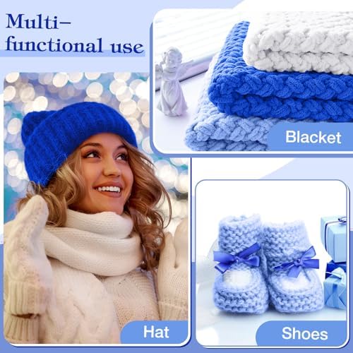 Threlaco 6 Skeins Loops Yarn Bulk Finger Loop Yarn,White, Blue, Dark Blue - Image 4