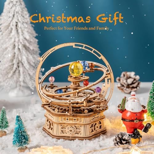 ROKR 3D Wooden Puzzles for Adults Mechanical Music Box-Starry Night, DIY Rotating Music Box Model Building Kits for Teens, DIY Crafts/Hobbies/Gifts Desk Decor for Boys Ages 14+ (Starry Night) - Image 4